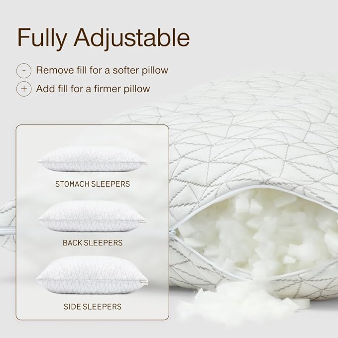Coop Home Goods Extra Oomph Firm Fill, Cross-Cut Memory Foam, Extra Fill Bag, Refill to Customize Your Premium Adjustable Pillow, GREENGUARD Gold and CertiPUR-US Certified