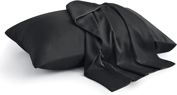 BEDELITE King Size Pillow Cases Set of 2, Rayon Derived from Bamboo, Cooling Pillow Cases for Hot Sleepers & Night Sweats, Breathable and Silky Soft Envelope Pillowcases(Black, 20"x40")