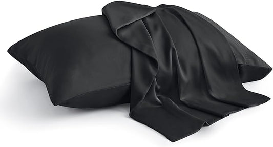 BEDELITE King Size Pillow Cases Set of 2, Rayon Derived from Bamboo, Cooling Pillow Cases for Hot Sleepers & Night Sweats, Breathable and Silky Soft Envelope Pillowcases(Black, 20"x40")