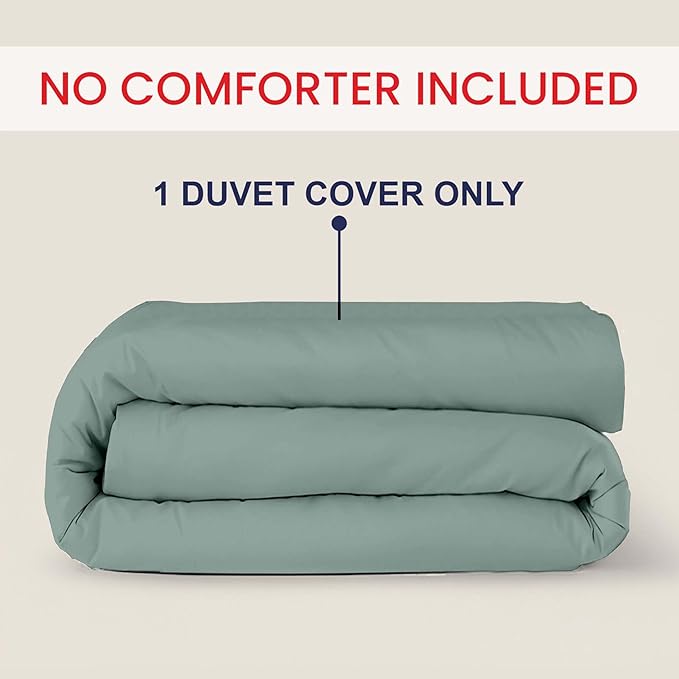 Kotton Culture 1 Pc King Size Duvet Cover Only -100% Egyptian Cotton 600 Thread Count Ultra Soft Premium Durable Comforter Cover Zipper Closure & Corner Ties (Aqua Green, King 104"x94")