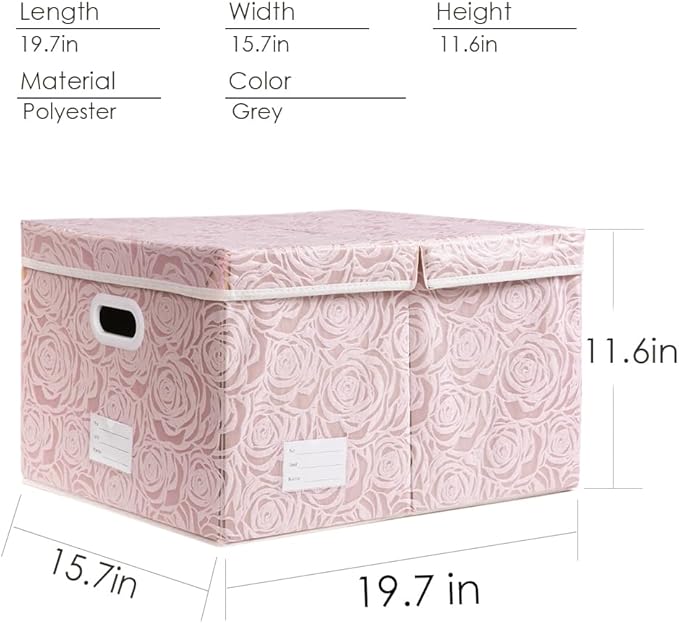 PRANDOM Extra Large Collapsible Storage Boxes with Lids Fabric Decorative Storage Bins Cubes Organizer Baskets with Cover Handles Divider for Bedroom Closet Living Room 19.6x15.7x11.8 Inch 3 Pack