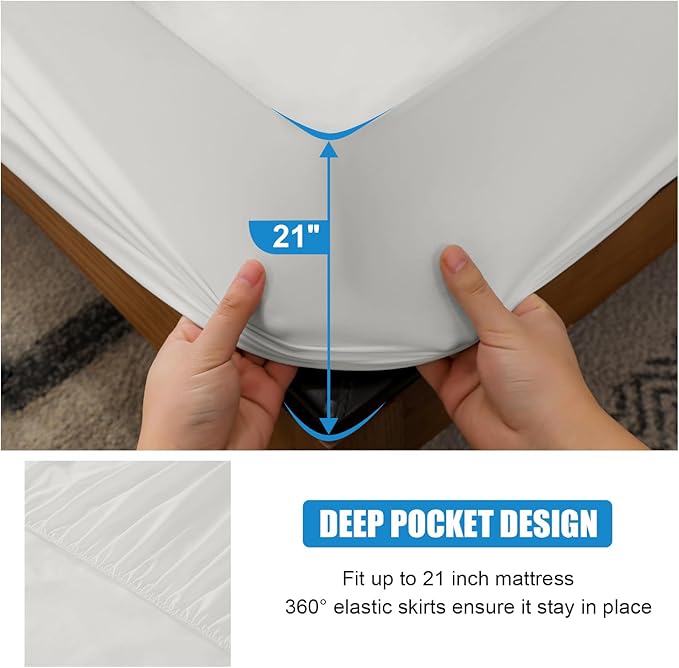 2 Pack Mattress Protector King Size 100% Waterproof Fitted Mattress Cover, Breathable Noiseless & Machine Washable Bed Cover Deep Pocket from 5" to 21", Bed Protector for Pets Kids Adults Light Grey