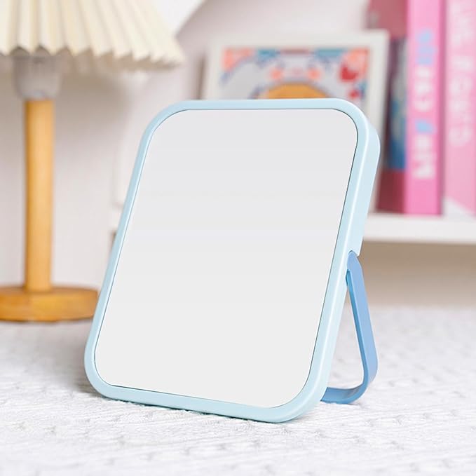 Desk Mirror, 6.7 Inch Vanity Mirror, Makeup Mirror with 1-Hanging Port, 1 Travel Makeup Mirror with U-Shaped Bracket for Makeup Desk ＆ Dressing Room (Green)