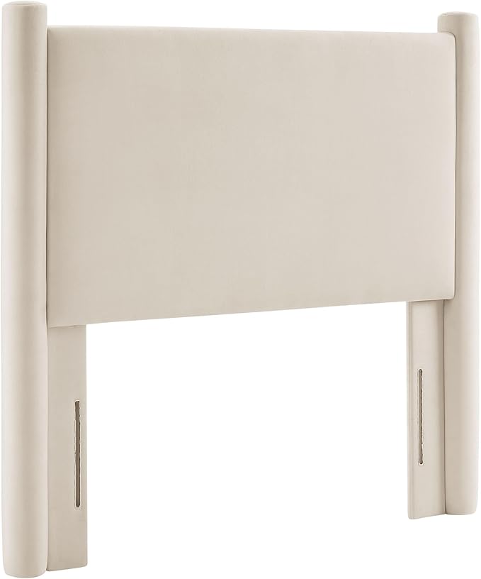 Modway Rael Twin Upholstered Headboard with Pillars in Alabaster – Velvet Headboard – Stain-Resistant Performance Velvet Headboard for Twin Beds