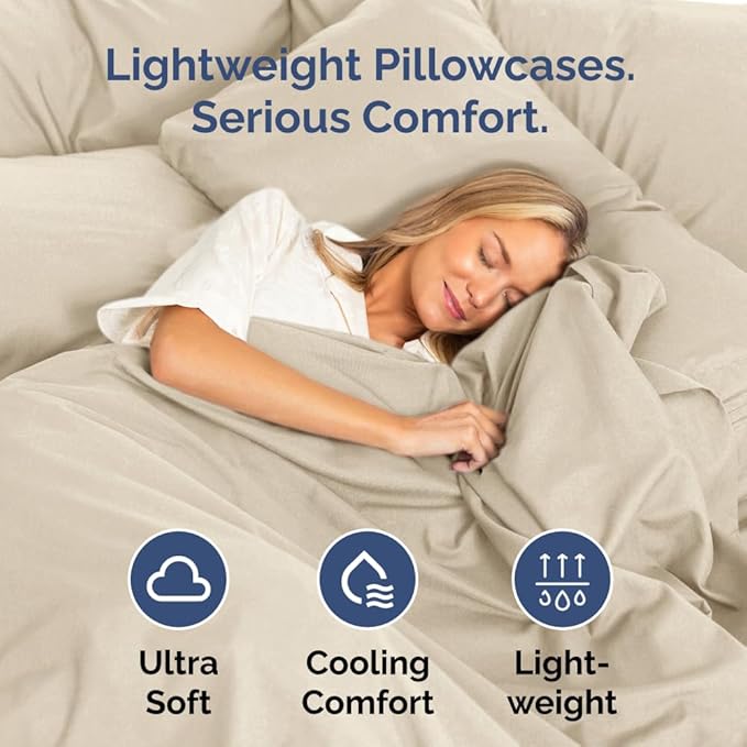 Standard Pillow Cases Set of 8 - Ultra Soft Hotel Quality Pillowcase Covers - Comfy, Cozy & Wrinkle Free - Shrink, Stain and Fade Resistant - Machine Washable Pillow Protectors - 8 Piece Set - Wheat