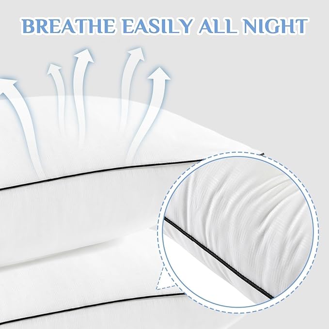 JOLLYVOGUE Pillows Queen Size Set of 4, Collection Bed Pillows for Sleeping, Hotel Quality Pillows for Side, Back and Stomach Sleepers, Soft and Supportive Oeko-Tex Certified Down Alternative Filling