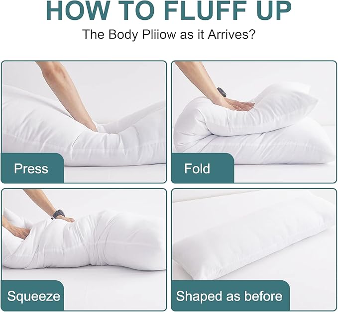 DOWNCOOL Large Body Pillow Insert- Breathable Full Body Pillow for Side Sleeper - Soft Long Bed Pillow for Adults - 20 x 54 inch (White)