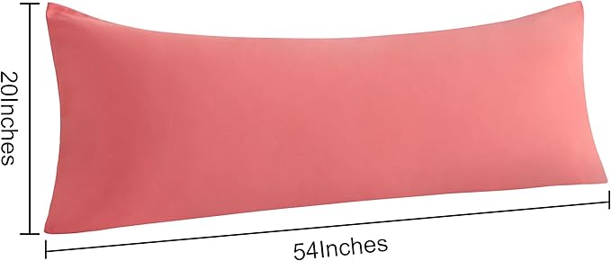 NTBAY 2 Pack Body Pillowcases, Coral Pink, Microfiber, 20x54 Inches, Soft, Wrinkle, Fade Resistant, Envelope Closure