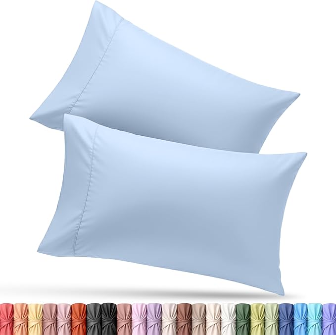 Utopia Bedding Pillow Cases Standard Size 2-Pack – Soft Brushed Microfiber – Envelope Closure – Perfect for Hospitals, Hotels, Guest Rooms – Oeko-TEX Certified, 20x26 Inches (Ice Blue)