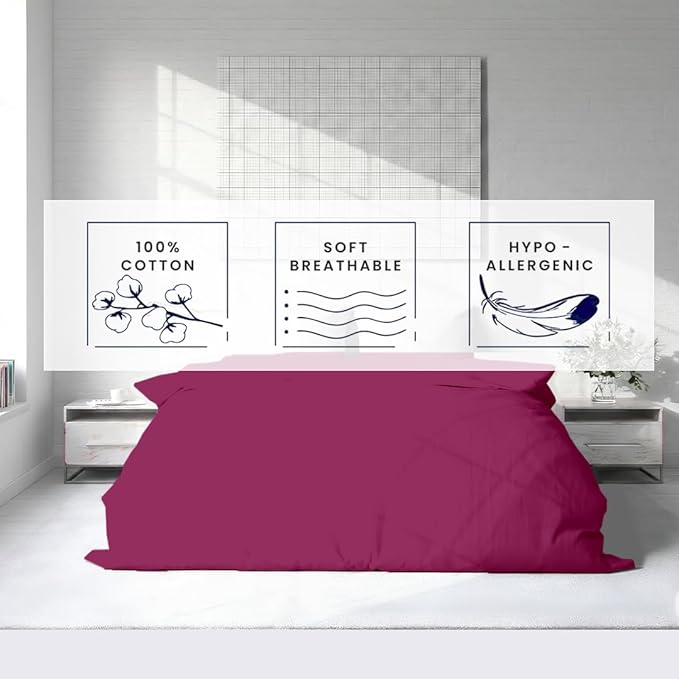 Kotton Culture 1 Pc 120"x120" Duvet Cover Super King Plus/Super Oversize King Size 100% Egyptian Cotton - 600 TC Comforter Cover, Zipper Closure & Corner Ties - Fits Only Extra Large Inserts -Hot Pink