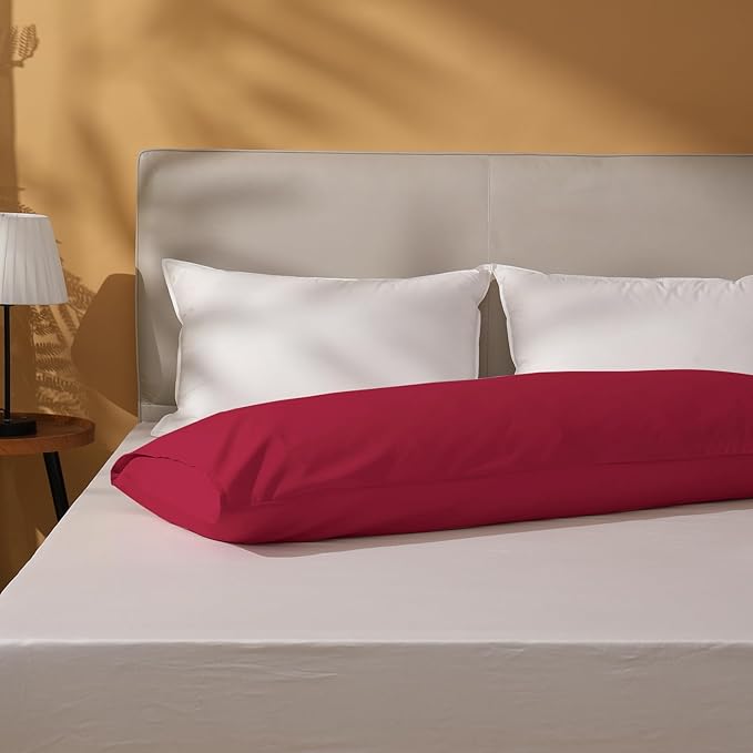 DOWNSTORIA Body Pillow Cover, Ultra Soft Microfiber Long Pillowcase, Envelope Closure Large Pillow Cases 20x54 inch (Burgundy Red)