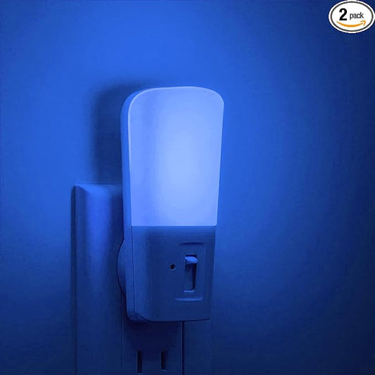 LOHAS-LED Blue Night Light Plug in, 2 Pack Dimmable LED Night Lights, Decorative Wall Blue Light, Dusk to Dawn Sensor, Adjustable Brightness for Kids Room, Hallway, Bathroom,Bedroom