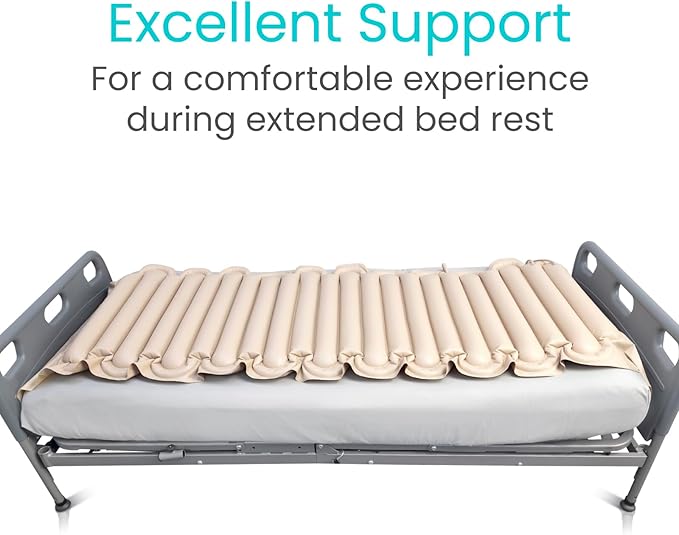 Vive Alternating Air Pressure Mattress Pad Replacement - The Original Bed Sore Prevention Solution - Hospital & Home Mattress Topper - Includes Waterproof Inflatable Ulcer Cushion Pad, Heat Resistant