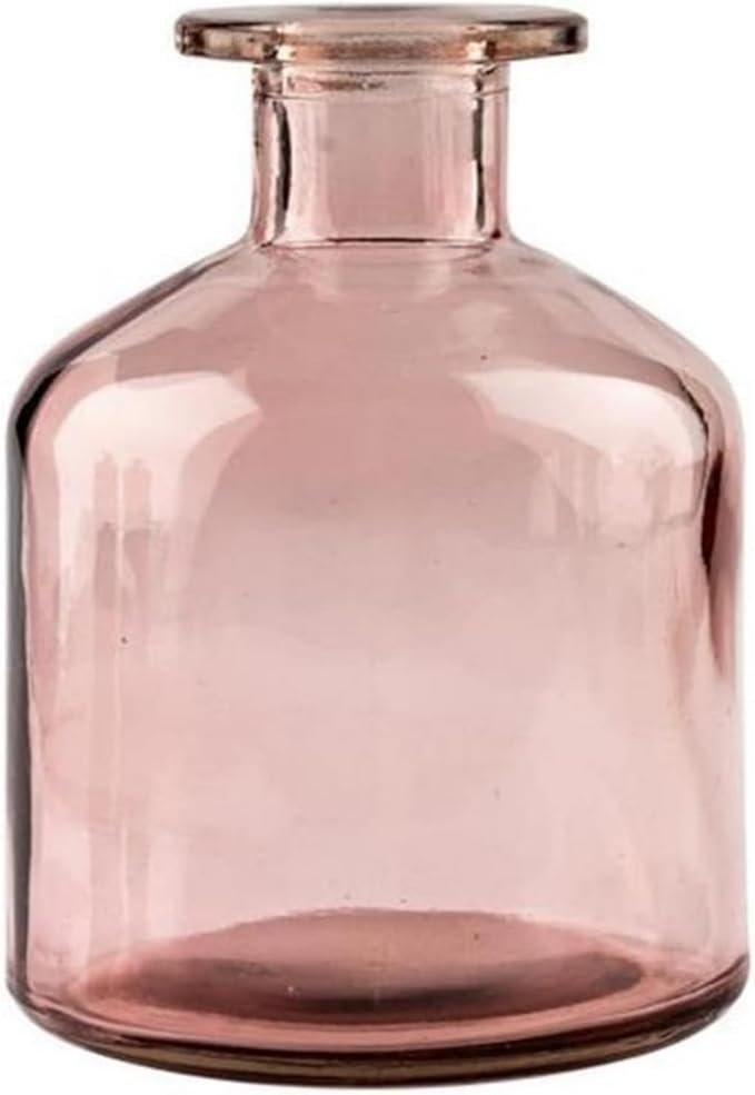 Glass Bud Vase Empty Glass Diffuser Bottles Refillable Aromatherapy Jars Small Vases for Flowers Vases Centerpiece for Wedding Home Essential Oils Office Table Decor (Pink)