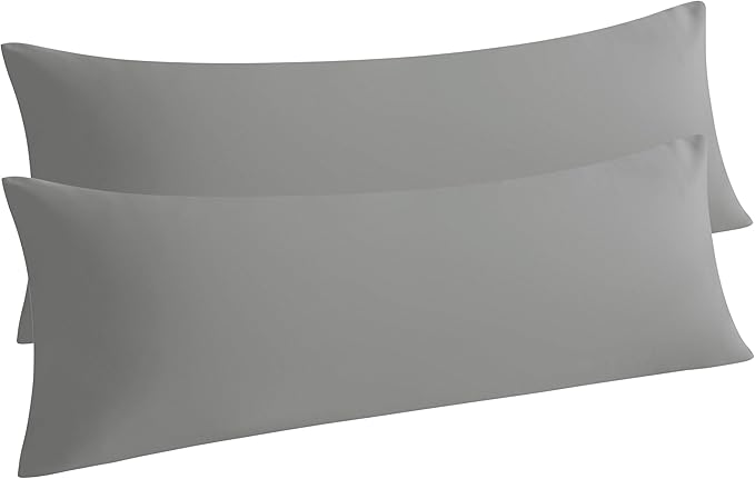 NTBAY 2-Piece Body Pillowcase Set, 20x54 inches, Smoke Grey, Microfiber, Wrinkle-Free, Fade-Resistant, Envelope Closure