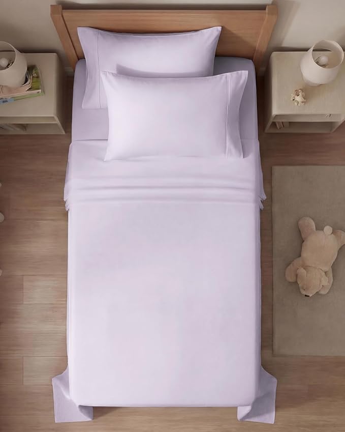 Twin 4 Piece Sheet Set - Comfy, Breathable & Cooling - Soft Hotel Luxury Bedding for Women, Men, Kids, Teens and Children - 1 Flat & 1 Fitted Sheet & 2 Pillowcases with Deep Pockets - Light Lavender