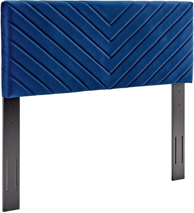 Modway Alyson Chevron Tufted Performance Velvet Full/Queen Headboard, Navy