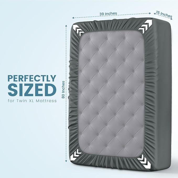 Twin XL Size Mattress Protector Waterproof, Premium 200 GSM Terry Mattress Cover, Soft & Breathable Bed Cover, Fitted Sheet Style Stretchable Deep Pockets 15" by Utopia Bedding (Gray)
