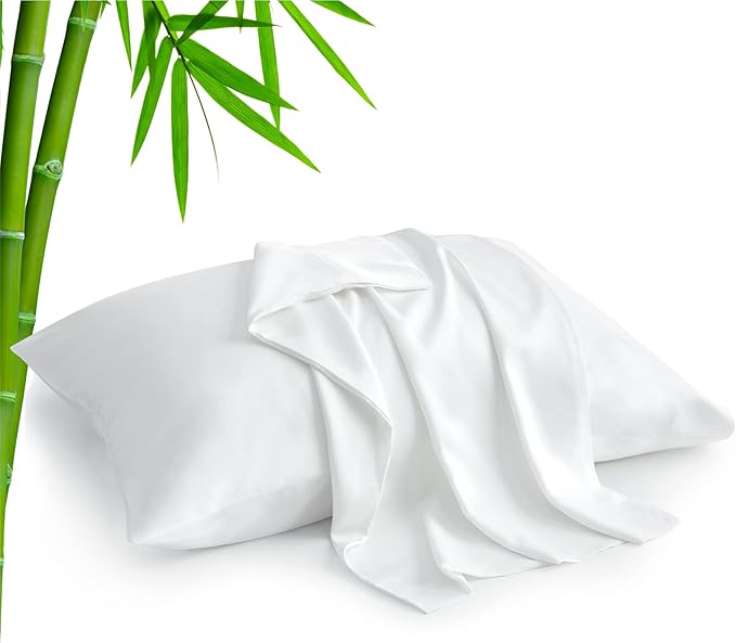BEDELITE King Size Pillow Cases Set of 2, Rayon Derived from Bamboo, Cooling Pillow Cases for Hot Sleepers & Night Sweats, Breathable and Silky Soft Envelope Pillowcases(White, 20"x36")