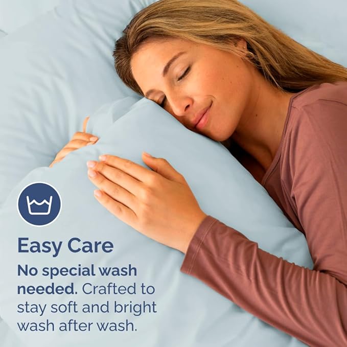 Body Pillowcases Set of 2-20x54 Long Body Pillow Case - Soft Body Pillow Cover for Sleeping & Side Sleepers - Comfy, Wrinkle & Fade Free - Machine Washable w/Envelope Enclosure Sky Blue