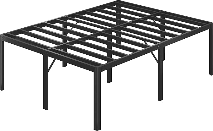 Lutown-Teen 25 Inch High King Bed Frame with Rounded Corner Legs, Sturdy Mattress Foundation, Heavy Duty Metal King Size Platform No Box Spring Needed, Noise Free, Easy Assembly, Black