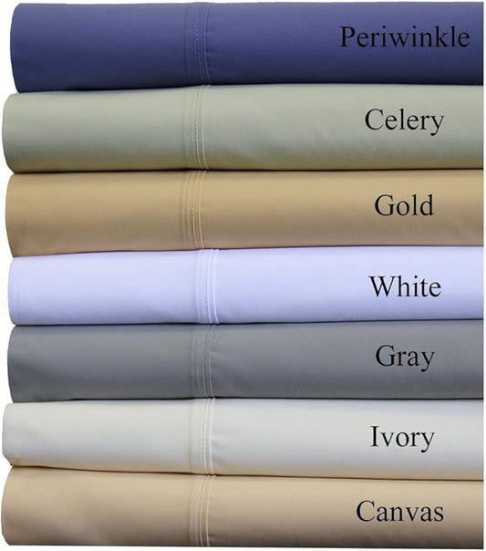 Royal Hotel Bedding Abripedic Crispy Percale Sheets, 300-Thread-Count, 4PC Solid Sheet Set, 100% Cotton, Super Deep Pocket, California-King, Canvas
