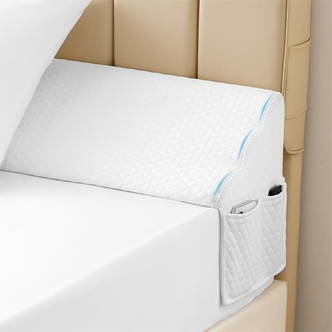 MEGCXIT King Bed Wedge Pillow for Headboard, 76"x10"x6", Bed Gap Filler, Headboard Pillow, Anti-Slip Gap Pillow, Air-Layer White, High Density Foam