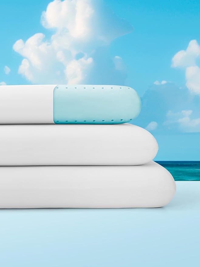SLEEP ZONE Cooling Memory Foam Pillow - Odorless, Breathable, Skin-Friendly with Superior Support for Back, Stomach or Side Sleepers, Home, Hotel, Hospital Essentials (White, Standard, 1 Pack)