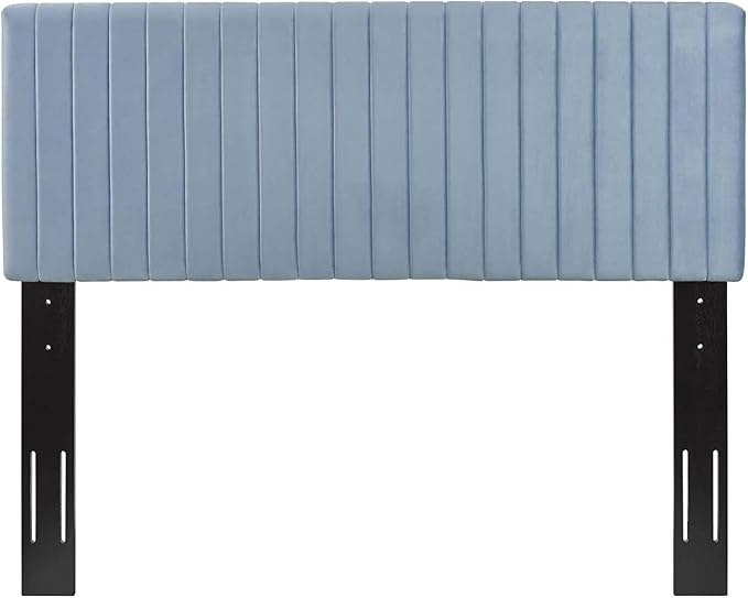Modway Keira Channel Tufted Performance Velvet Upholstered Full / Queen Headboard in Light Blue