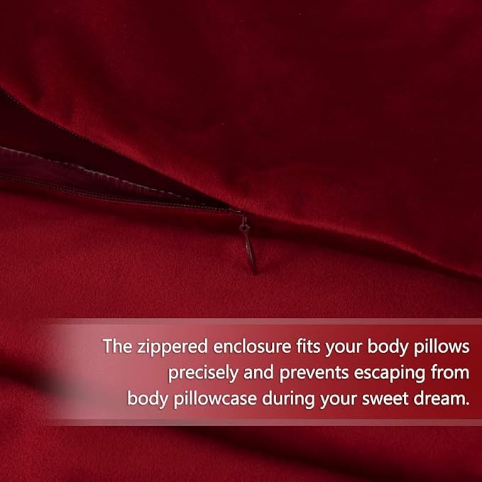 StangH Christmas Red Body Pillow Cover, Soft Velvet Body Pillowcase for Pregnant Women, Holiday Lavish Decorative Oblong Pillowcase for Bedroom/Theater/Sofa/Couch, 20 x 54 inches Long, 1 Pc