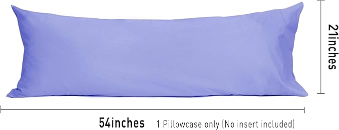 Sunflower Body Pillowcase 100% Cotton Long Pillow Cover/Case Envelope Closure 1 Pack, 20×54 inches Lavender, Soft and Breathable