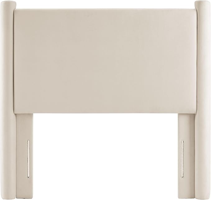 Modway Rael Twin Upholstered Headboard with Pillars in Alabaster – Velvet Headboard – Stain-Resistant Performance Velvet Headboard for Twin Beds