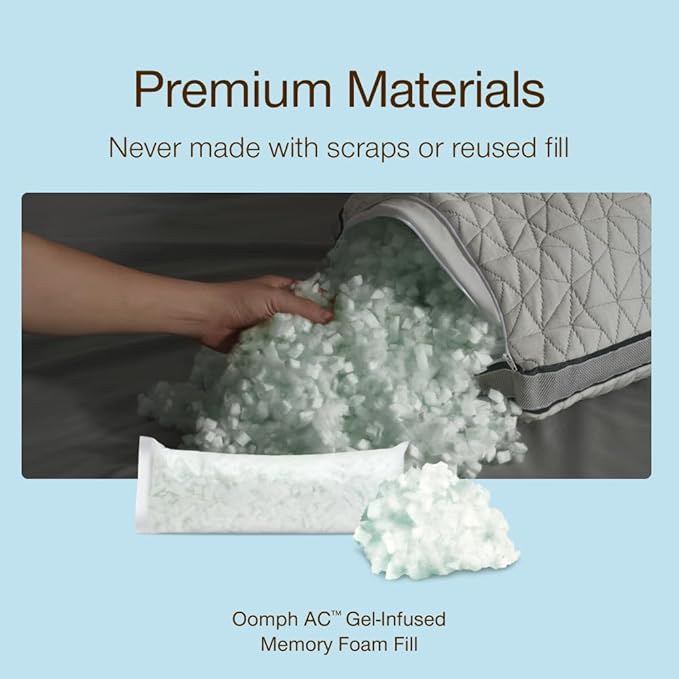 Coop Home Goods Extra Oomph AC Fill, Gel-Infused Memory Foam & Poly Fill, Extra Fill Bag, Refill for Eden Memory Foam Pillow, GREENGUARD Gold and CertiPUR-US Certified