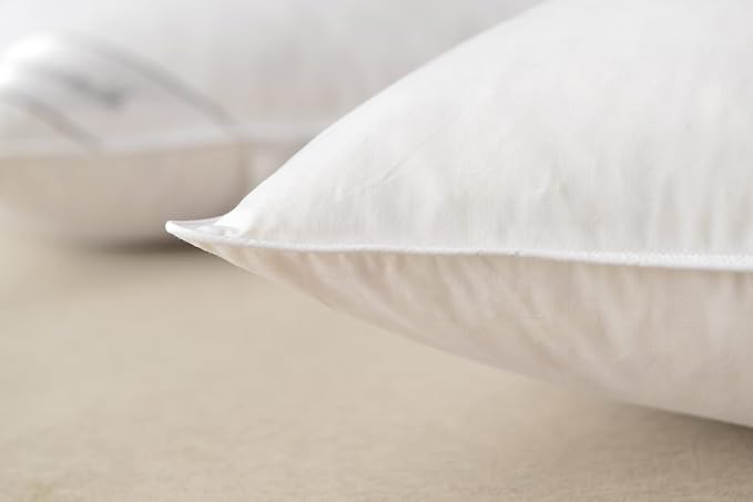 Goose Down & Feather Pair Pillows Insert for Side and Back Sleepers White Color,100% Soft Cotton King 20x36in