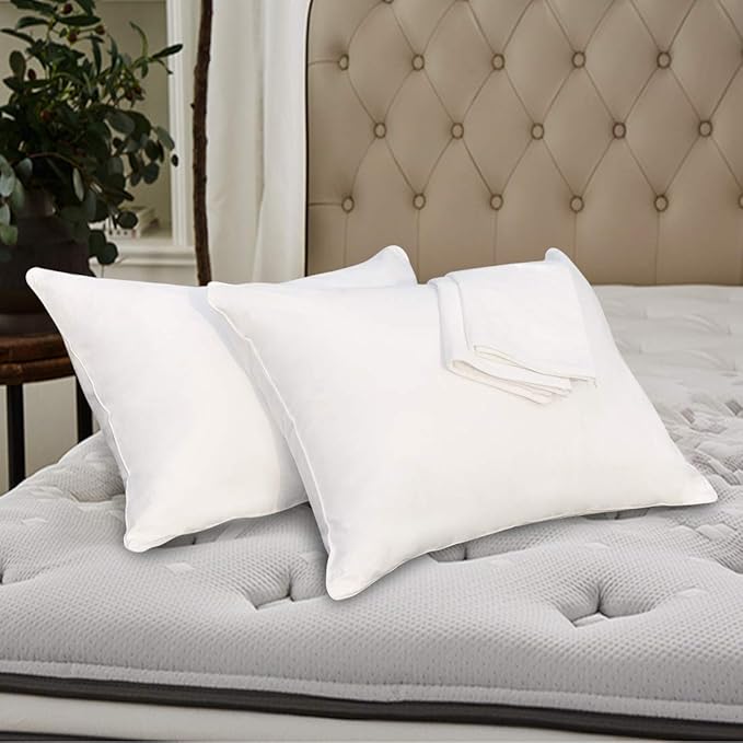 Precoco White Pillow Cases Standard Size Set of 4 | 100% Cotton Pillowcases with Zipper Hidden | Premium Cooling Decorative Pillow Covers with 600 Thread Count, Soft & Smooth, 20x26 inches
