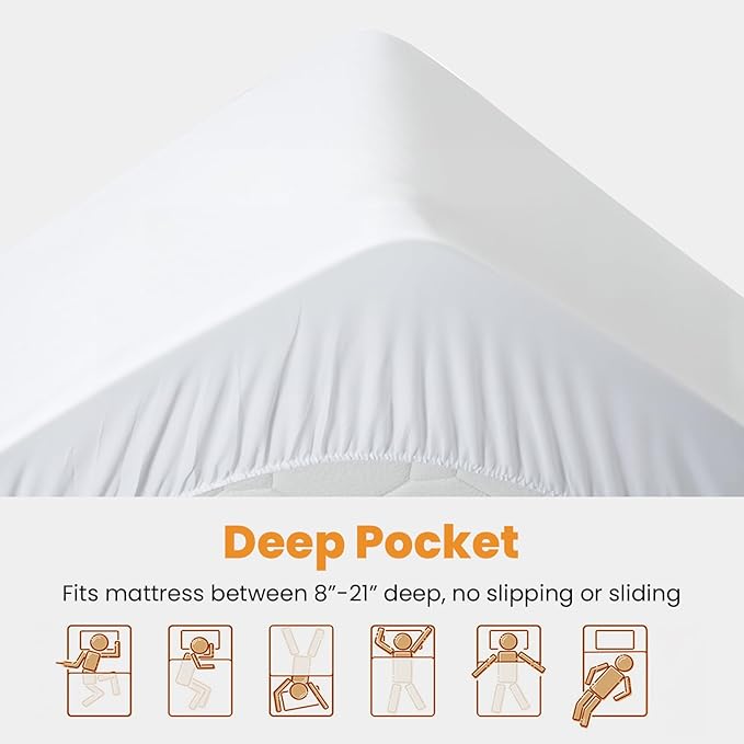 MATBEBY RV King Mattress Pad - Cooling Breathable Mattress Topper, Quilted Fitted Mattress Protector, Pillow Top Mattress Cover with 8-21" Deep Pocket, Soft, Machine Washable, White, 72x80 Inches