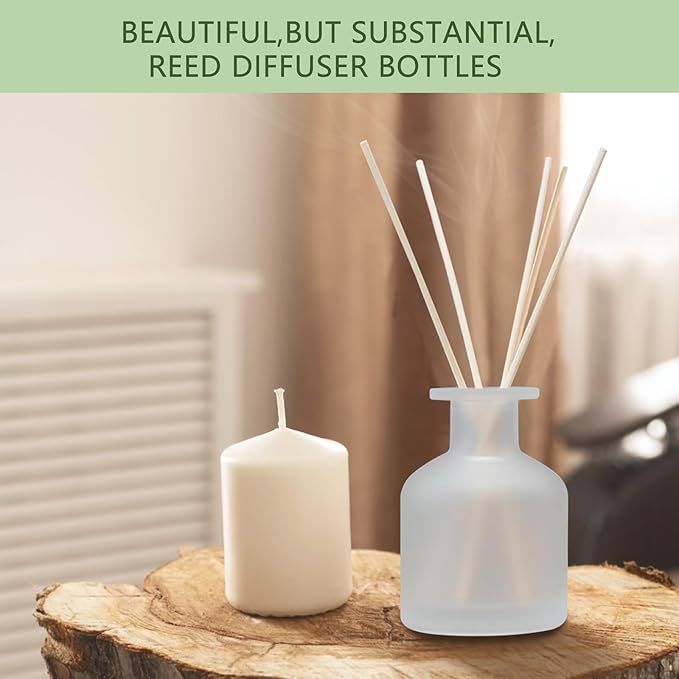HOSSIAN Reed Diffuser-3pcs Reed Diffuser Empty Bottles with 28pcs Reed Diffuser Sticks- Refillable Diffuser Bottles -Diffuser Jars for Home Oil Fragrance Decoration Girl Women Gift(Frosted Glass)