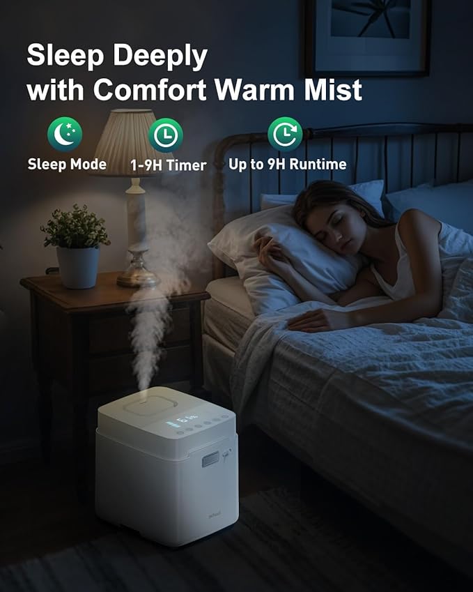 Mifasol Stainless Steel Humidifier, Warm Mist Humidifier 3.3L/0.87Gal, Steam Humidifier Large Room for Home 800 sq ft, Easy to Clean Healthy Humidifiers for Bedroom Living Room Office
