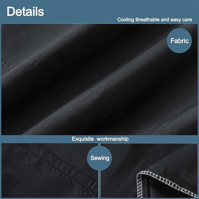 WhatsBedding Body Pillow Cover Cotton Fabric, Long Pillowcase Breathable & Skin-Friendly, Envelope Closure - Black (20x54 inch)