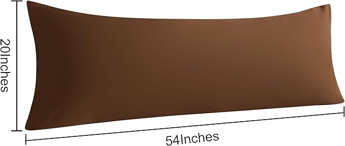 NTBAY 2 Pack Body Pillowcase, 20x54 inches, Microfiber, Brown, Wrinkle-Free, Fade-Resistant, Envelope Closure, Machine Washable