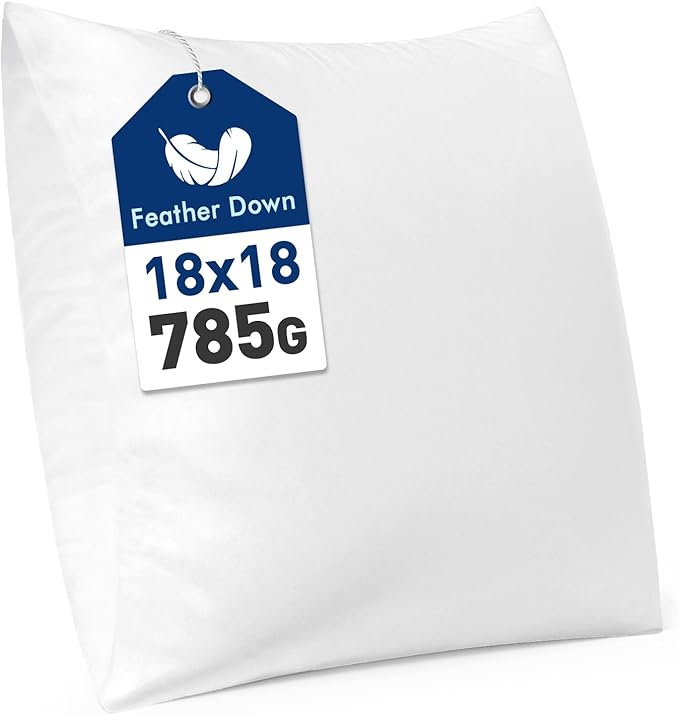 MIULEE Premium Feather and Down 18x18 Throw Pillow Insert Soft Fluffy Throw Pillow Double-Layer Cotton Fabric for Sofa Bed Couch Prevents Feather Leakage