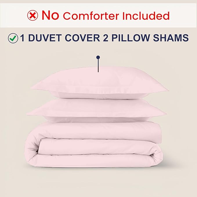 Kotton Culture 3 Pc Duvet Cover Queen Size/Full Size Set-100% Egyptian Cotton 600 Thread Count Ultra Soft Premium Durable Comforter Cover Zipper Closure & Corner Ties- (Pink Blush, 90" X 90")