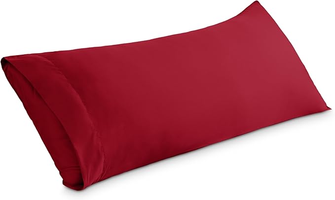 Bare Home Microfiber Body Pillow Cover - Ultra Soft & Cooling - Double Brushed - Pillowcase with Envelope Closure - Easy Care (20''x54'' Body Pillow Cover, Red)