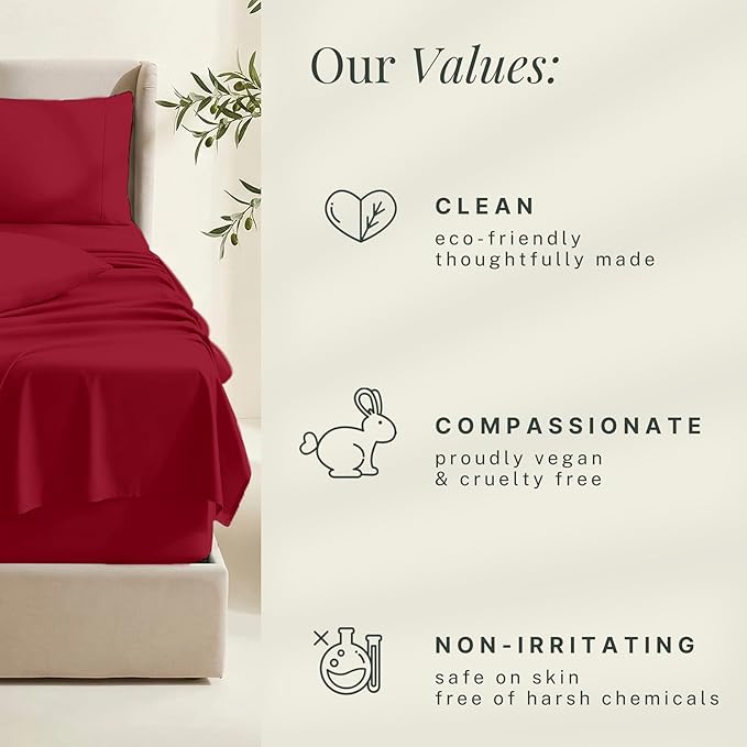 Hearth & Harbor Bed Linen Set - King Size, 6 Piece, Extra Deep Pocket, Burgundy, Microfiber