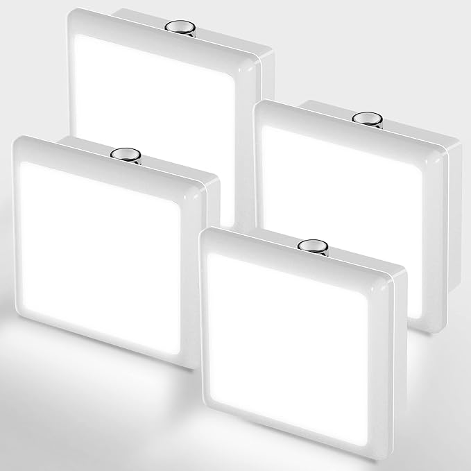 JandCase LED Night Light, Night Light Plug into Wall with Light Sensors[4 Pack], 5000K Daylight, Small Nightlight for Kids Bathroom,Hallway,Dinning Room,Kitchen