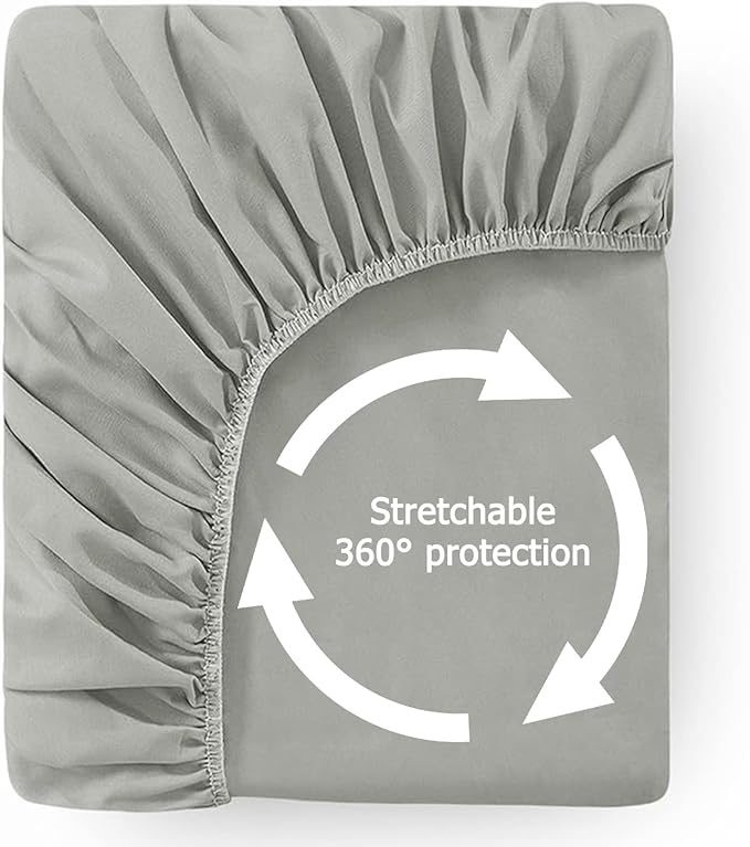 Twin XL Waterproof Mattress Protector for Dorms. Noiseless, Breathable, and Machine Washable Fitted Mattress Cover with Deep Pocket up to 5”-21”（Light Grey）