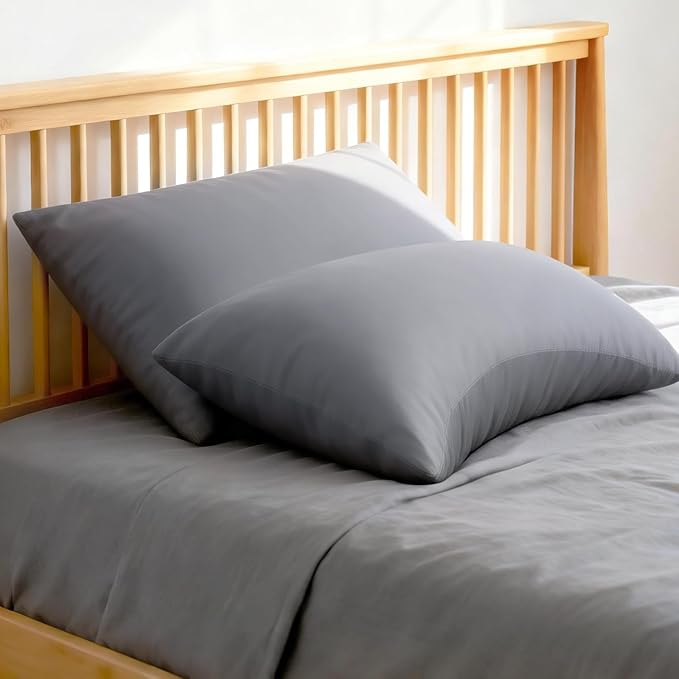 Cooling Curved Queen Pillow Case for Sider Sleeper Breathable Cool Silky Soft Pillow Cover with Zipper for Hot Sleepers,Hair and Skin Friendly,Dark Grey,1 Pack,20x30IN