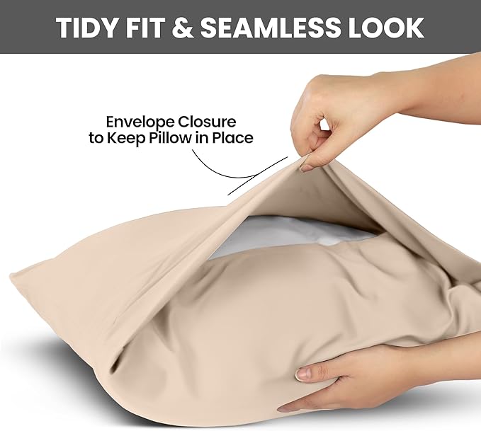 Utopia Bedding King Pillow Cases - 2 Pack - Envelope Closure - Soft Brushed Microfiber Fabric - Shrinkage and Fade Resistant Pillow Covers King Size 20 X 40 Inches (King, Beige)