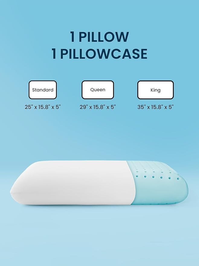 SLEEP ZONE Cooling Memory Foam Pillow - Odorless, Breathable, Skin-Friendly with Superior Support for Back, Stomach or Side Sleepers, Home, Hotel, Hospital Essentials (White, King, 2 Pack)