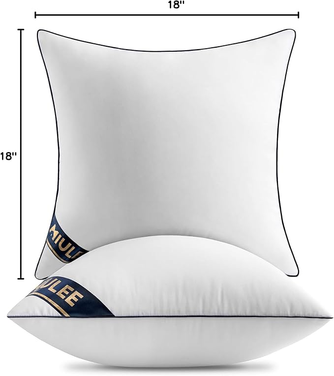 MIULEE 18x18 Pillow Inserts Set of 2 Throw Pillows 18 Inch Premium Down Alternative Pillow Inserts Decorative Pillow Stuffer for Sofa, Couch (18x18 inch, Set of 2)
